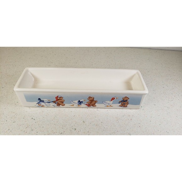 1988 House of Lloyd Christmas Goose & Bear "Quacker" Cracker Server Tray Dish - Picture 7 of 12